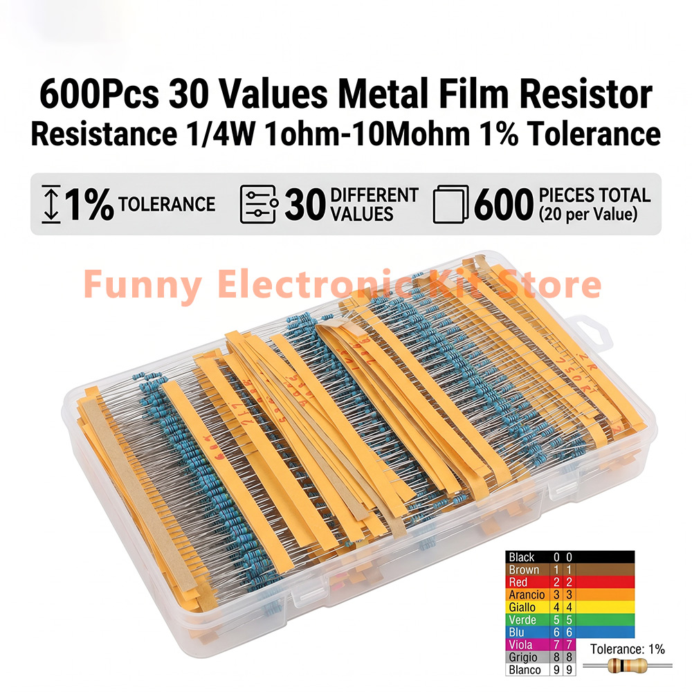 Resistor Kit 1 4W - 600 Pcs Assorted Metal Film Resistor