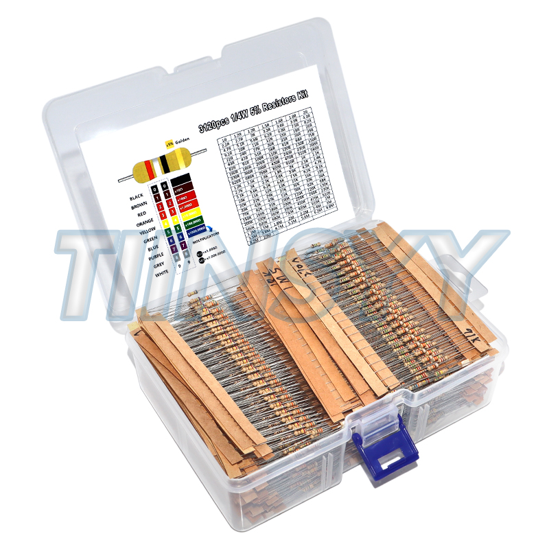 Resistor Kit 1 4W - 3120pcs 156 Values 1 -10M Ohm