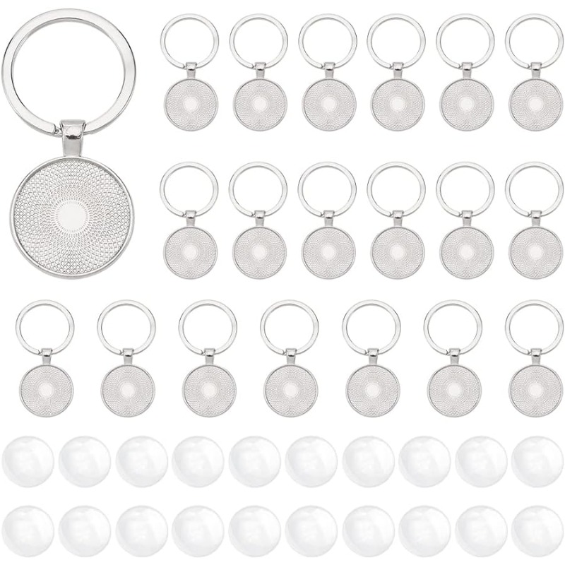 Diy Electronics Websites - 20Pcs Keychain Cabochon Settings Blanks Bezel