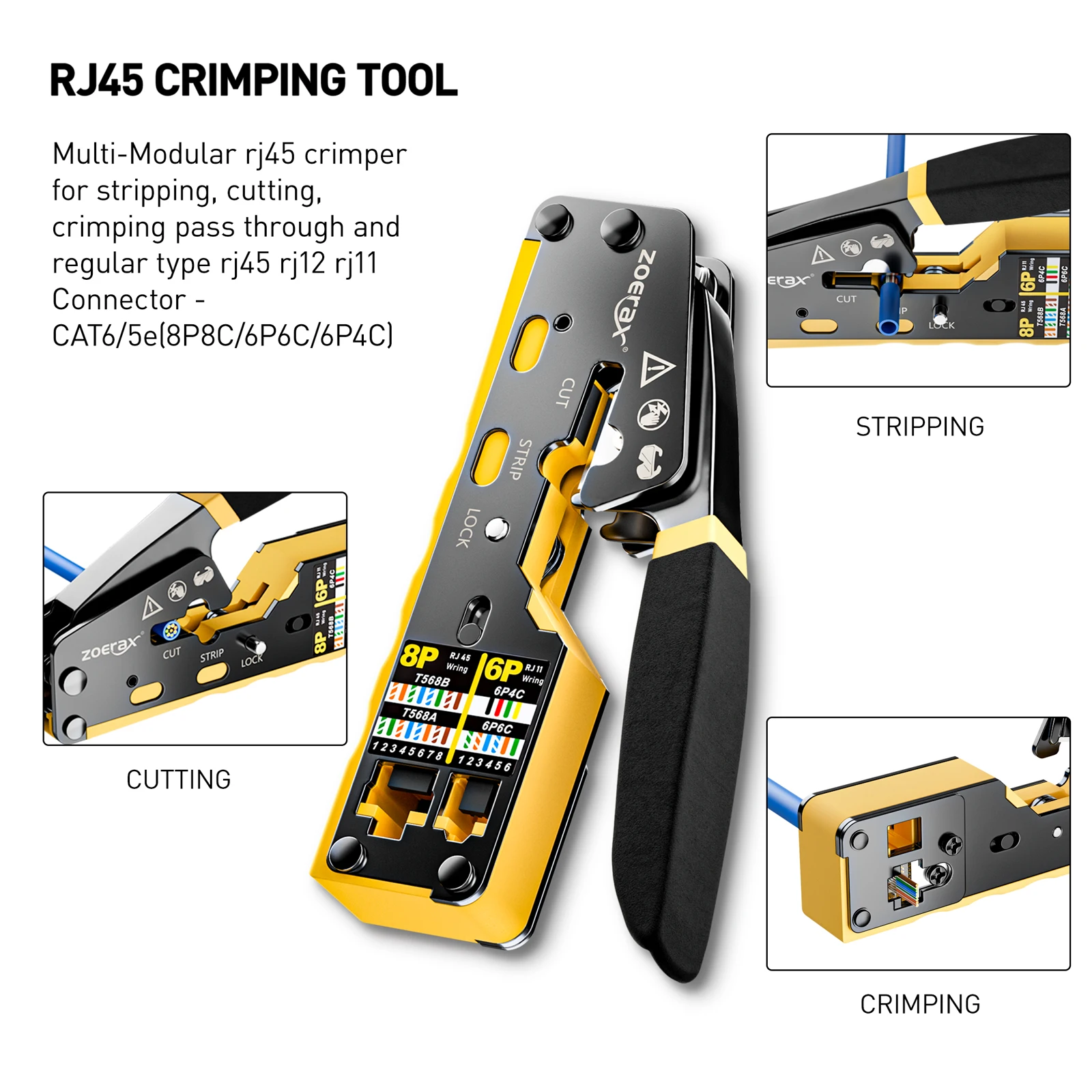 ZoeRax RJ45 CAT6 CAT5E Crimp T - Wire Stripper Cutter recension och pris