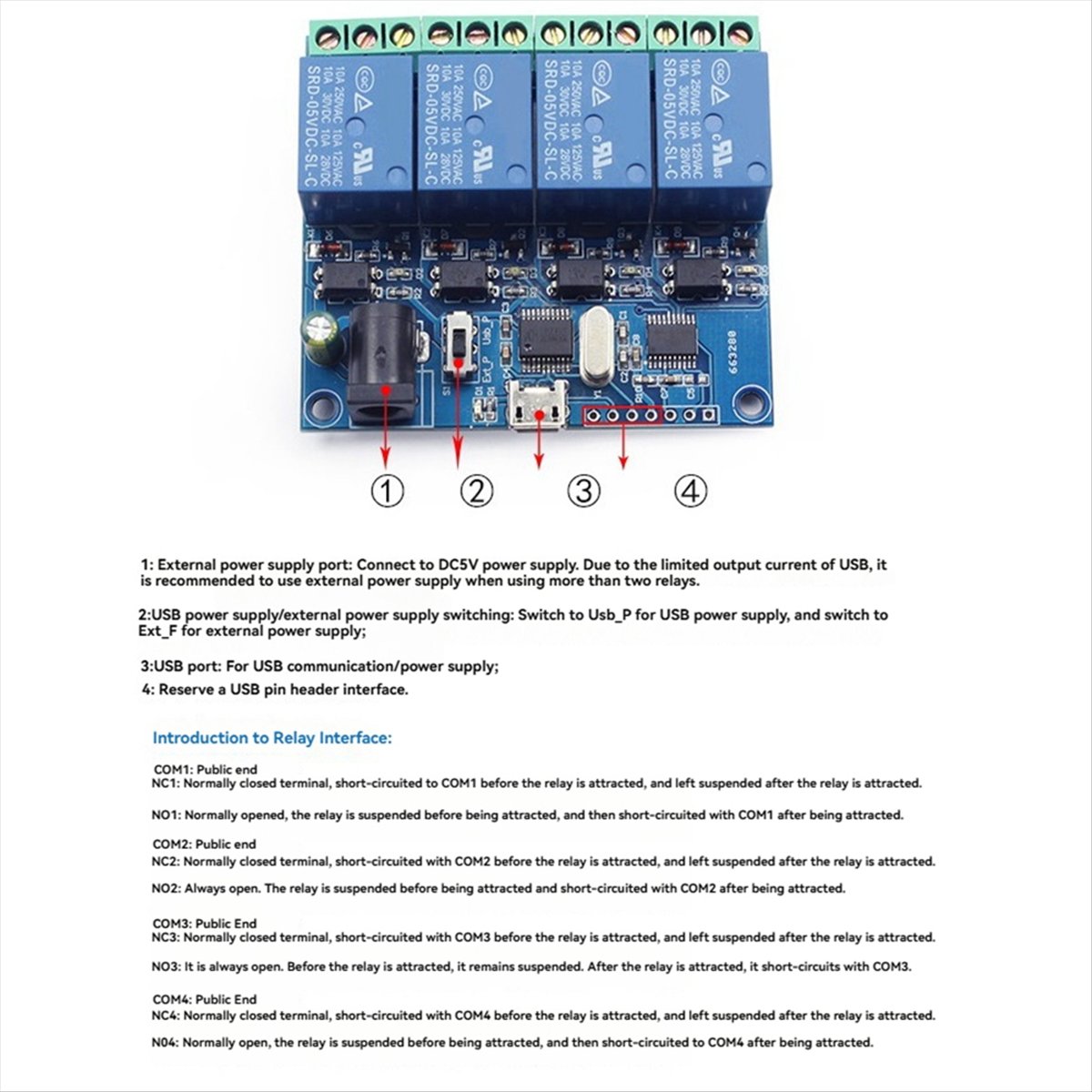 AT42 4 Channel USB Relay Modul - Relay Module 5V recension och pris