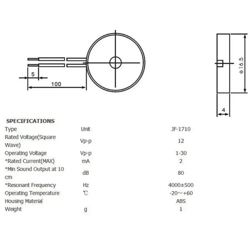 1710 Passive Piezo Buzzer Elec - Diy Electronics Wire recension och pris