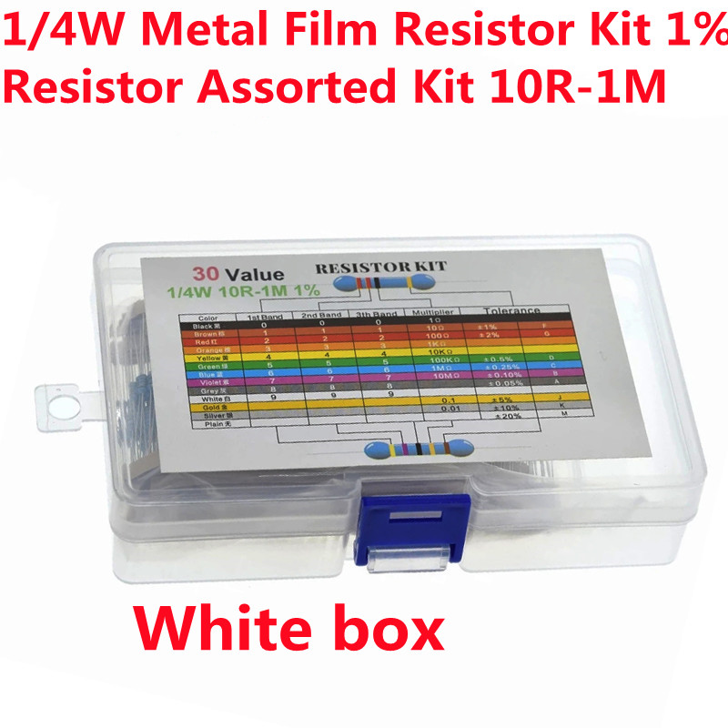 600PCS/Lot 1/4W 10R-1M Metal F - Resistor Kit 1 4W recension och pris