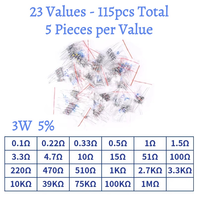 300-2600pcs 1/4W 1W 2W 1% 5% M - Resistor Kit 1 4W recension och pris