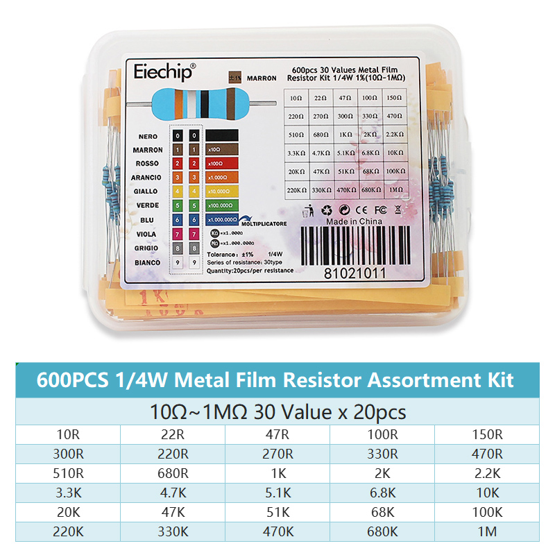 300/600PCS 1/4W Kit de resiste - Resistor Kit 1 4W recension och pris