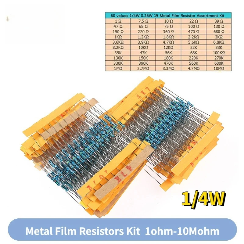 500PCS 1% 1/4W Metal Film Resi - Resistor Kit 1 4W recension och pris