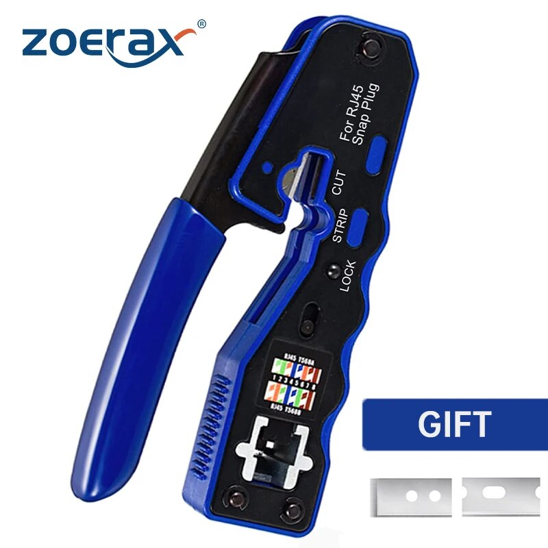 RJ45 Crimp Tool Pass Through C - Wire Stripper Cutter recension och pris