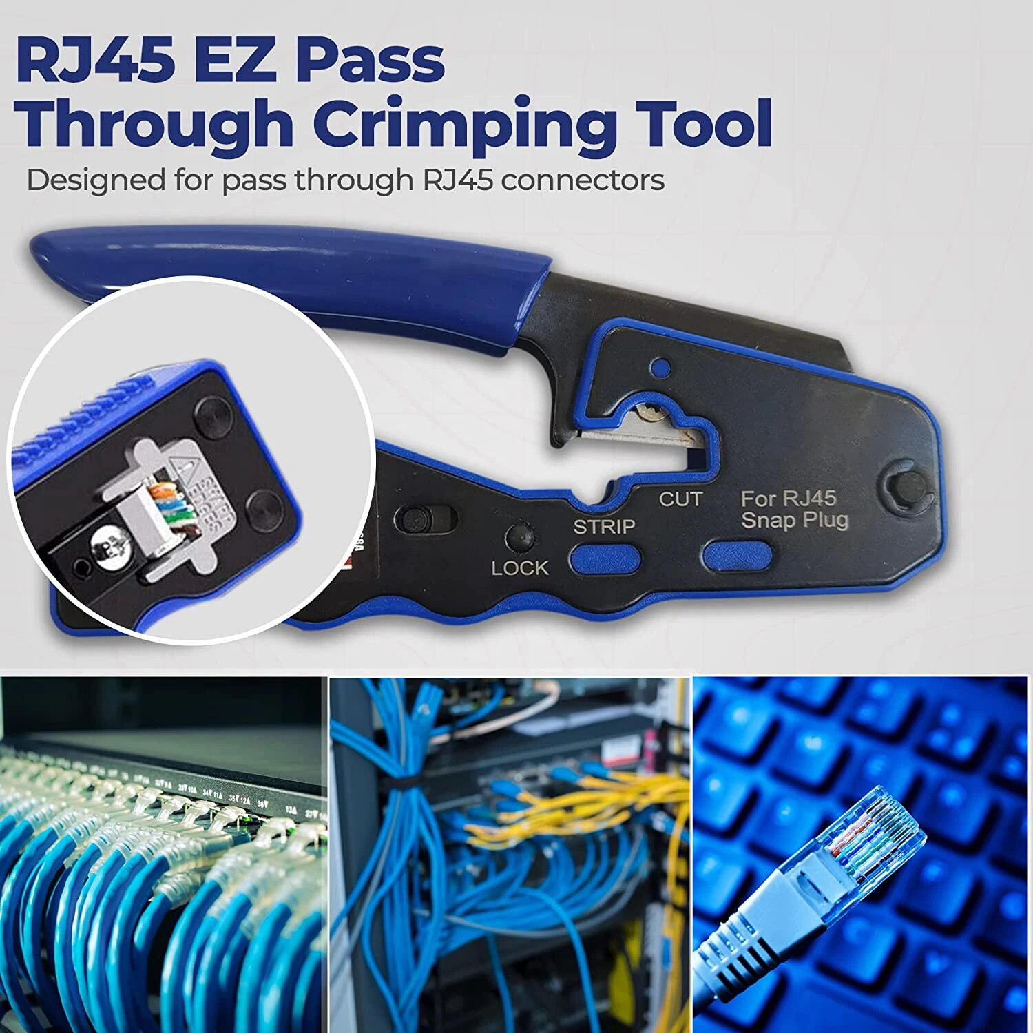 RJ45 Crimp Tool Pass Through C - Wire Stripper Cutter recension och pris